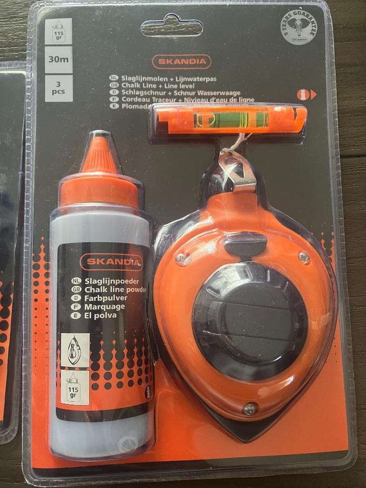 Nieuw slaglijnmolen + poeder + waterpas, Doe-het-zelf en Verbouw, Gereedschap | Handgereedschap, Nieuw, Ophalen