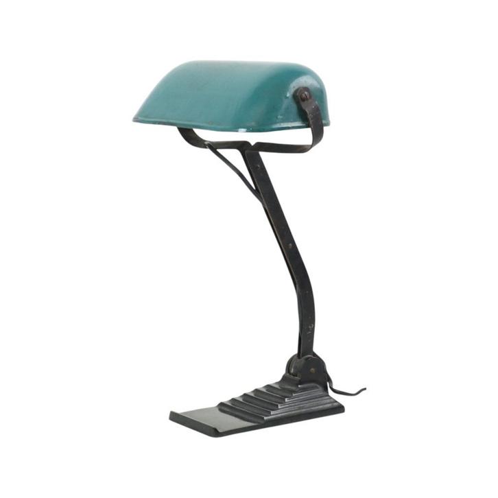 Art Deco Bureaulamp Notarislamp Erpe Model 52 Bauhaus Groen, Huis en Inrichting, Lampen | Tafellampen, Gebruikt, Minder dan 50 cm