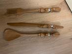 Vork mes lepel Indonesisch houtsnijwerk 5 euro/ set, Ophalen of Verzenden, Zo goed als nieuw, Overig