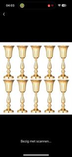 10x Gouden Metalen Kandelaars, Overige kleuren, 25 tot 50 cm, Nieuw, Ophalen of Verzenden
