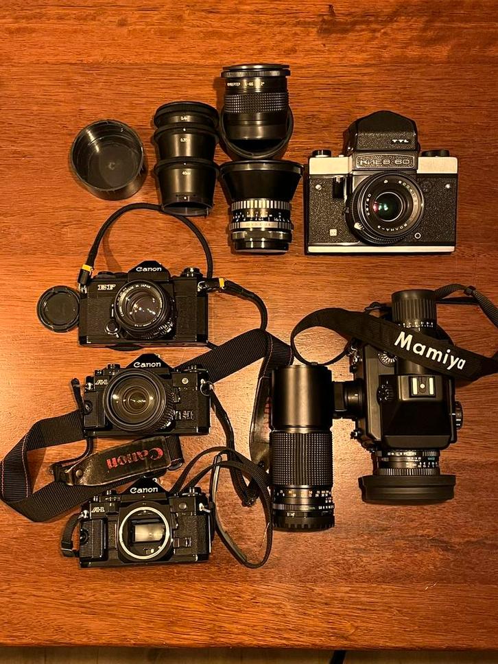 analoge camera’s, 135 & 120: Canon, Kiev, Mamiya, Audio, Tv en Foto, Fotocamera's Analoog, Zo goed als nieuw, Spiegelreflex, Canon