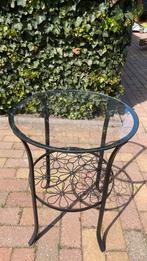 GRATIS!  zwart bijzettafeltje met glasplaat, Huis en Inrichting, Minder dan 55 cm, Gebruikt, Rond, Glas