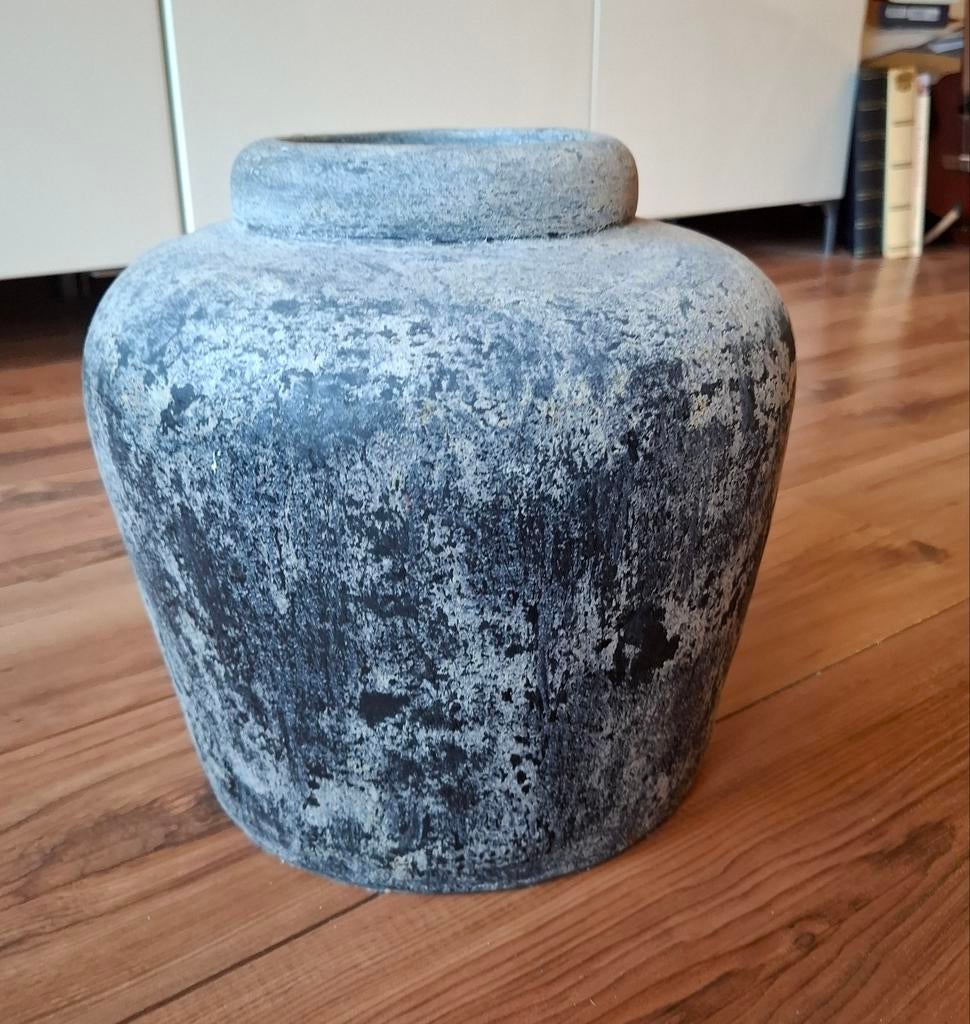 Decoratieve vaas antraciet, Huis en Inrichting, Woonaccessoires | Vazen, Ophalen, Zwart, Aardewerk of Porselein, Zo goed als nieuw