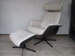 NIEUWSTAAT Time Out design relax fauteuil creme leder, Metaal, 75 tot 100 cm, Ophalen of Verzenden, Zo goed als nieuw