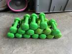 16 x 1 kg rubberen dumbell lichtgroen, Dumbbell, Gebruikt, 16 x 1 kg, Gewichten