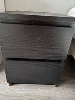 Ikea MALM nachtkastje zwart/bruin, Ophalen, Zo goed als nieuw