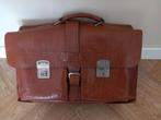 Vintage leren schooltas, Gebruikt, Ophalen of Verzenden, Bruin, 30 tot 40 cm