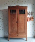 Vintage eikenhouten kledingkast / hang - leg / linnenkast, 50 tot 70 cm, 105 cm of meer, Ophalen of Verzenden, 100 cm of meer