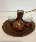 1113)Turkse koperen koffieset op dienblad, Ophalen of Verzenden