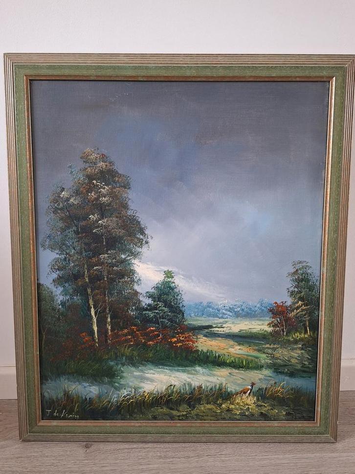 Schilderij Landschap met Fazant, Antiek en Kunst, Kunst | Schilderijen | Klassiek, Ophalen of Verzenden