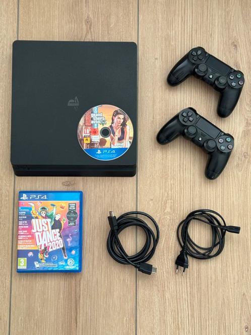 PS4 500GB met 2 Controllers, twee spellen en camera, Spelcomputers en Games, Spelcomputers | Sony PlayStation 4, Gebruikt, Slim