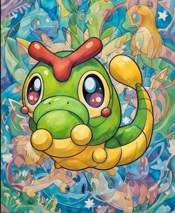 Pokemon Caterpie Giclèe art beschikbaar voor biedingen