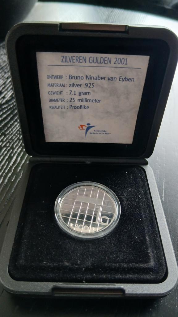 Zilveren Gulden 2001 Prooflike, Postzegels en Munten, Munten | Nederland, Losse munt, 1 gulden, Koningin Beatrix, Zilver, Ophalen of Verzenden