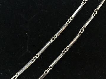 Lange ketting zilver (925), schakels gemaakt met staafjes ! beschikbaar voor biedingen