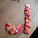 Ketting en armband met knopen.  Roze en geel, Ophalen of Verzenden, Zo goed als nieuw, Kunststof
