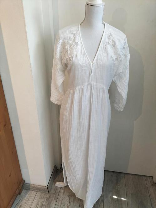 Sissel katoenen zomerjurk mt S/M, Kleding | Dames, Jurken, Zo goed als nieuw, Wit, Onder de knie, Verzenden