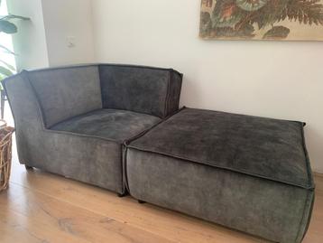 Modulaire loungebank Umix 2 delen velvet donkergroen/grijs beschikbaar voor biedingen