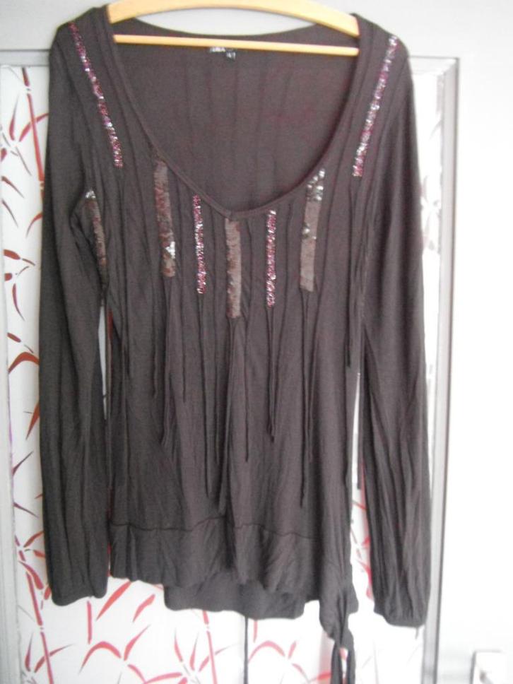 Didi mooie top/tuniek, maat L, Kleding | Dames, Tops, Zo goed als nieuw, Maat 42/44 (L), Bruin, Lange mouw, Verzenden
