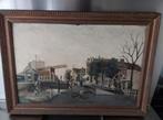 Schilderij van dorpsaanzicht (gesigneerd), Ophalen of Verzenden