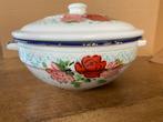 Vintage Emaille Pan met Bloemmotief, Ophalen of Verzenden