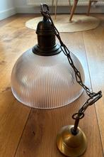 Vintage hanglamp met glazen kap, Ophalen, Vintage, 75 cm of meer, Glas
