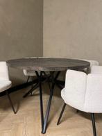 Ronde eettafel crocostructuur | zwart & goud, Rond, Nieuw, Ophalen of Verzenden, Vijf personen of meer
