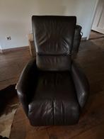 Vintage Leren Relaxfauteuil bruin (uitklapbare voeten en lig, Huis en Inrichting, Fauteuils, Ophalen, Zo goed als nieuw, 50 tot 75 cm