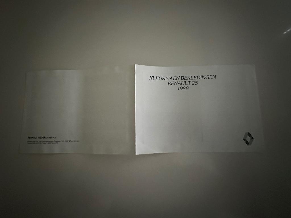 Folder R25 kleuren en bekleding 1988, Ophalen of Verzenden, Zo goed als nieuw, Renault