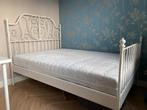 IKEA Leirvik bed 140x200 + Bossflex lattenbodems, Ophalen, Wit, 140 cm, Zo goed als nieuw