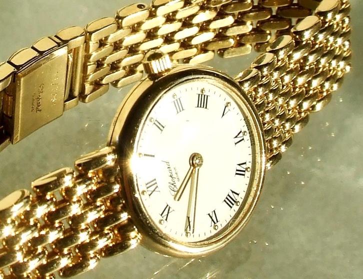 18K gouden Chopard Classic dameshorloge, Sieraden, Tassen en Uiterlijk, Horloges | Dames, Gebruikt, Polshorloge, Overige merken