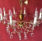 Antieke kristallen kroonluchter/ hanglamp pegels met 8 arms, Ophalen of Verzenden, Metaal, Antiek / klassiek