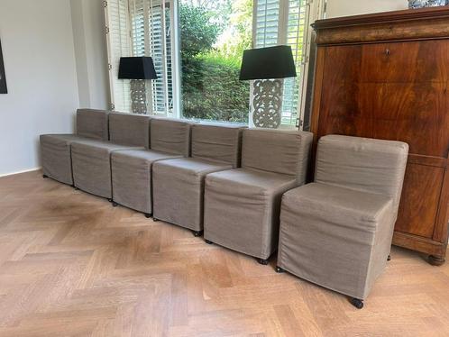 6 Linteloo Eetkamerstoelen met wielen, Huis en Inrichting, Stoelen, Gebruikt, Vijf, Zes of meer stoelen, Bruin, Ophalen of Verzenden