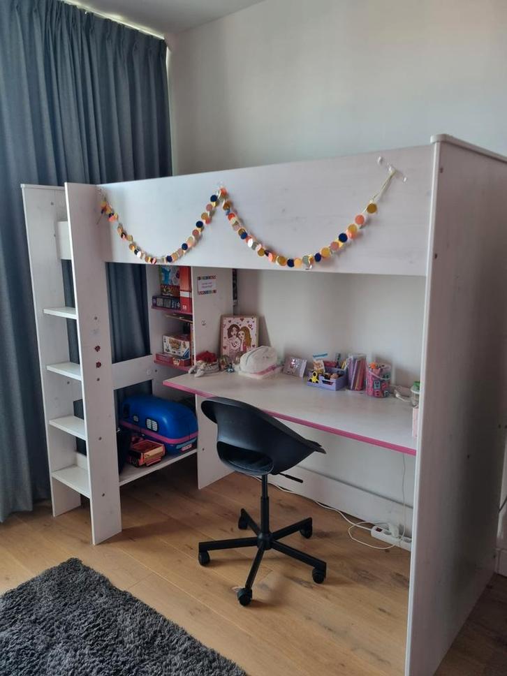 Hoogslaper met bureau en opbergruimte (voor m/j), Kinderen en Baby's, Kinderkamer | Stapelbedden en Hoogslapers, Gebruikt, Hoogslaper