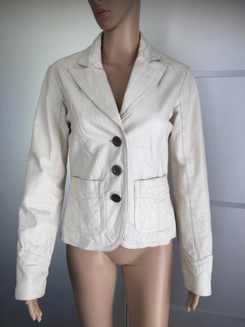 D598 Gipsy: echt-leren jasje blazer colbert maat S=36 wit beschikbaar voor biedingen