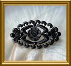 Mooie zwarte rouw broche : roosje, Ophalen of Verzenden, Overige materialen, Broche