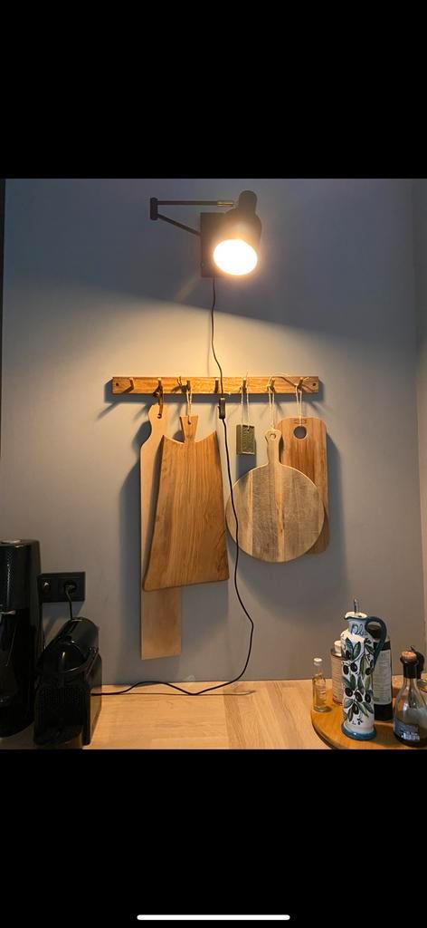 Wandlamp lamp zwart goud messing arm met knik verstelbaar, Huis en Inrichting, Lampen | Wandlampen, Zo goed als nieuw, Ophalen of Verzenden