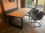 Eettafel Romaro + 3 stoelen en bank, Huis en Inrichting, Tafels | Eettafels, Ophalen, Gebruikt, Teakhout, 200 cm of meer