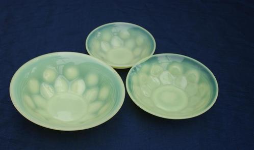 Leerdam: Drie colopal schalen Gutta, Antiek en Kunst, Curiosa en Brocante, Ophalen