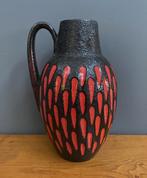 60 70's VAAS NR 14 Scheurich Grote vaas zwart lava rode vlek, Huis en Inrichting, Woonaccessoires | Vazen, Gebruikt, Zwart, Aardewerk of Porselein