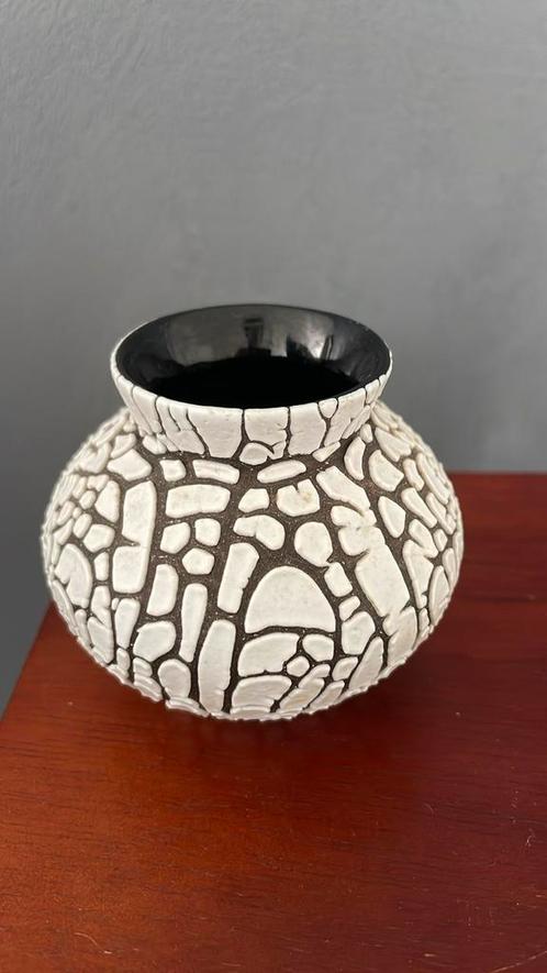 Jasba Vaas Vintage Jaren 50/60 Wit Bruin Zwart, Antiek en Kunst, Antiek | Vazen, Ophalen of Verzenden