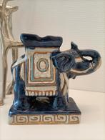 Vintage Keramiek Olifant Blauw - Decoratief Beeld, Ophalen of Verzenden, Gebruikt, Overige materialen, Dierenbeeld