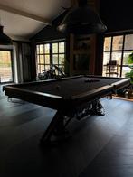Industriële Pooltafel met Hardhouten Afwerking, Sport en Fitness, Biljarten en Poolen, Ophalen, Gebruikt, Pooltafel