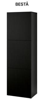 TE KOOP: BESTA kast zwart met hoogglans deuren & legplank, Ophalen, Zo goed als nieuw