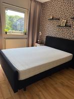 Black double bed with mattress 160x200 cm - good condition, Ophalen, Overige materialen, Gebruikt, Zwart