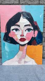 Schilderij abstract geschilderde vrouw, Ophalen