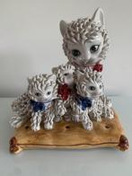 Hollywood Regency spaghetti beeld Italy poes met kittens, Ophalen of Verzenden, Gebruikt, Dier
