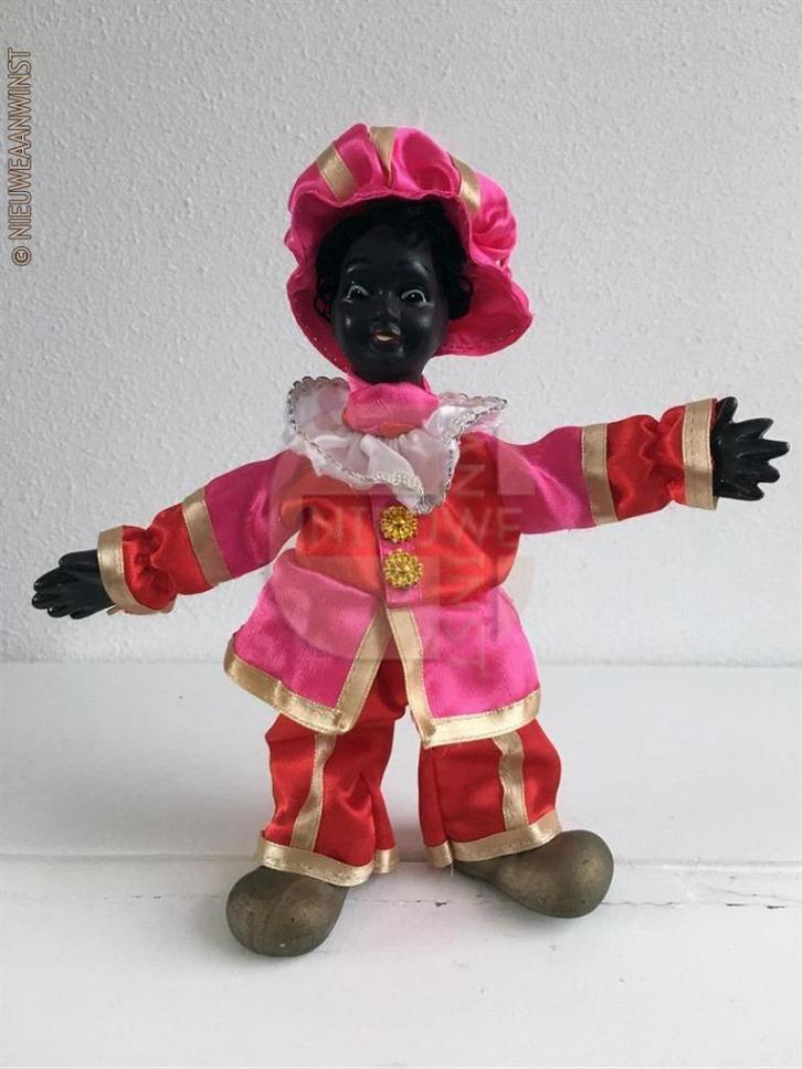 Authentieke etalage zwarte Piet pop - 22cm, rood/roze/goud, Diversen, Sinterklaas, Zo goed als nieuw, Verzenden