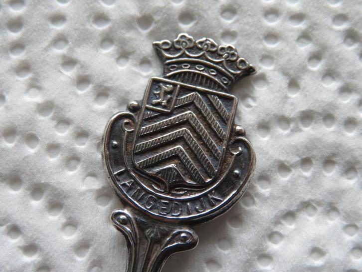 Verzilverd Lepeltje Wapen Langedijk, Verzamelen, Porselein, Kristal en Bestek, Zo goed als nieuw, Bestek, Overige materialen, Verzilverd