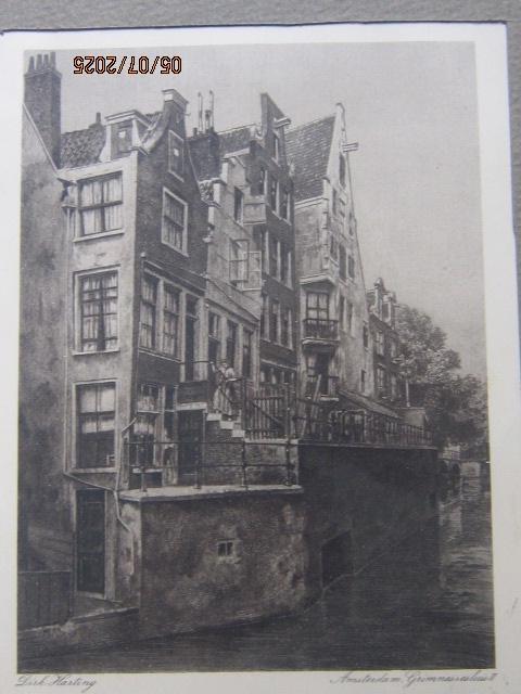 Amsterdam, Ets   Dirk Harting Grimnessesluis, Antiek en Kunst, Kunst | Etsen en Gravures, Ophalen of Verzenden
