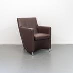 2x Leolux Dolcinea Fauteuil bruin Leer - Aluminium Frame